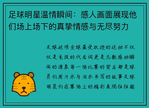 足球明星温情瞬间：感人画面展现他们场上场下的真挚情感与无尽努力